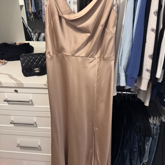 Lisa Long Dress Matte Satin Gold Bridesmaids Dress - Picture 6 of 6